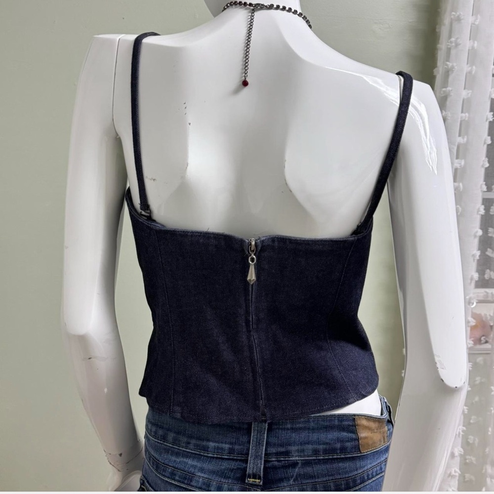 Nine West Y2K 90s Denim Corset Top Size 8 - Picture 3 of 4